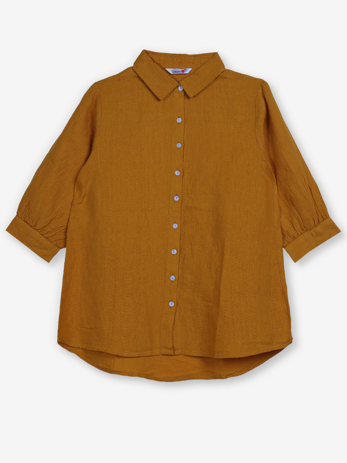 Mustard yellow linen women shirt