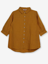 Mustard yellow linen women shirt