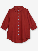 Rust red linen women shirt