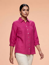 Pink linen women shirt