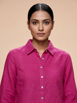 Pink linen women shirt
