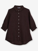Deep chocolate brown linen women shirt