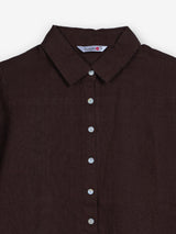 Deep chocolate brown linen women shirt