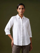 White linen women A-line shirt