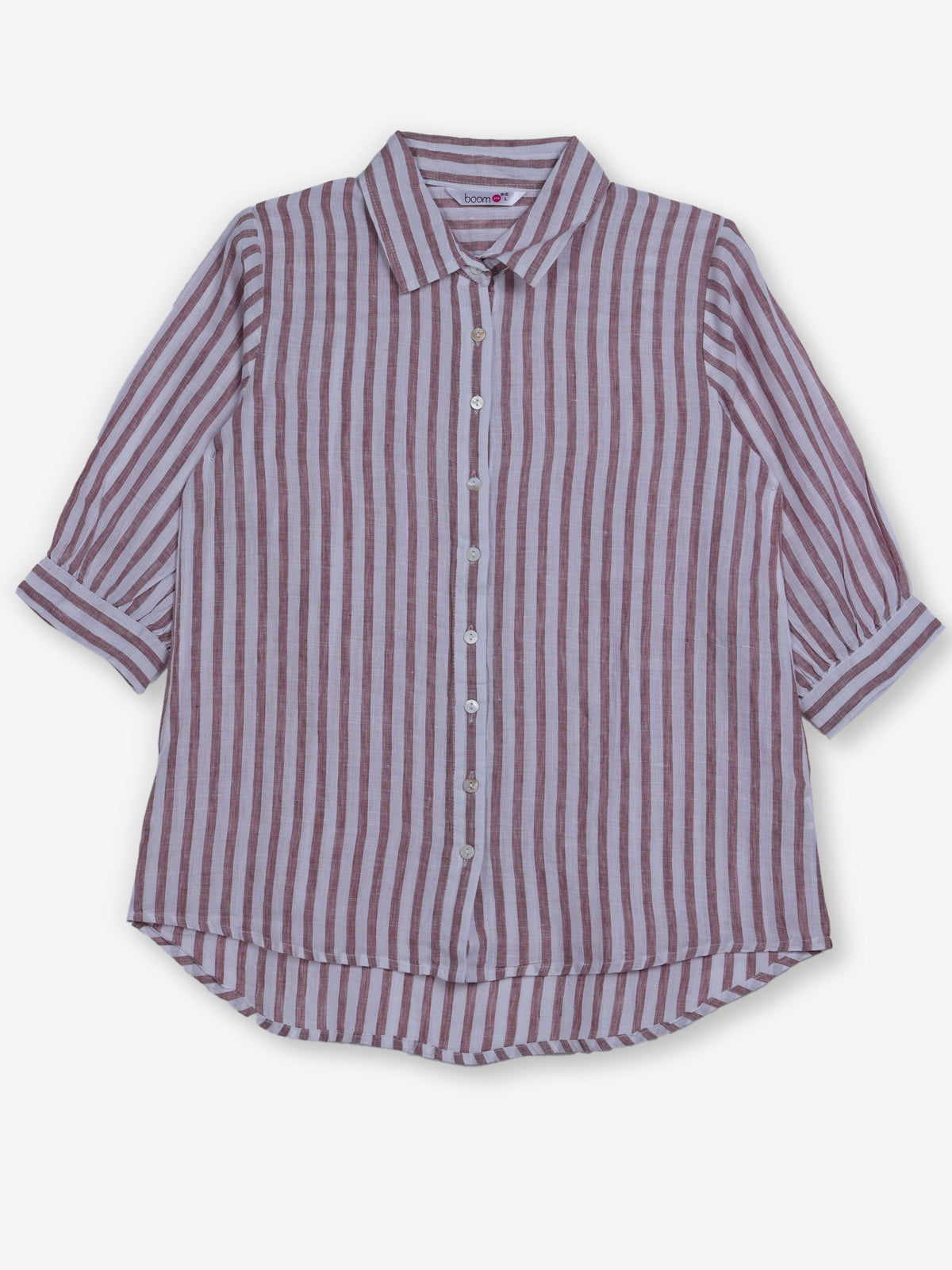 White brown linen women relaxed shirt