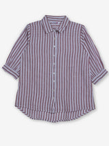White brown linen women relaxed shirt