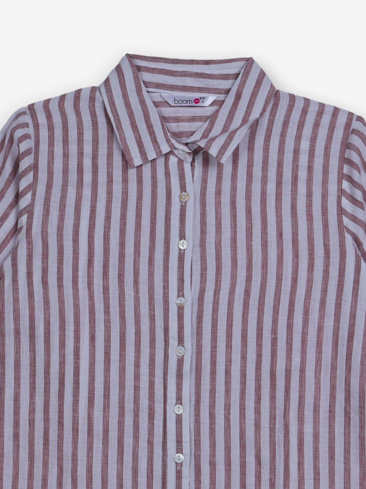 White brown linen women relaxed shirt