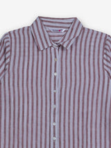 White brown linen women relaxed shirt
