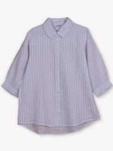 Off white linen women striped shirt