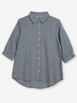 Grey linen women pinstripe shirt