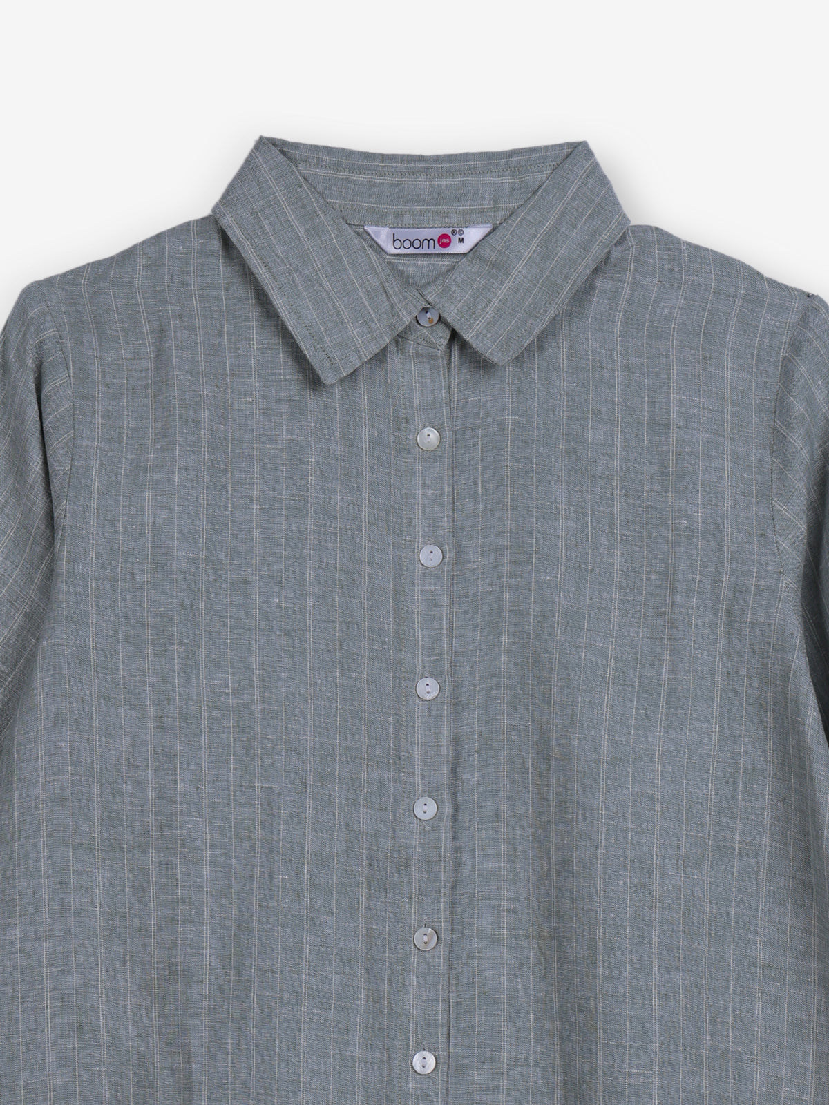 Grey linen women pinstripe shirt