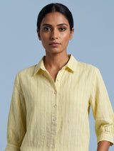 Light yellow linen women shirt