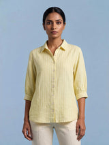 Light yellow linen women shirt
