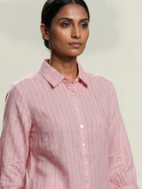 Light pink linen women shirt