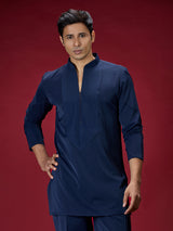 Navy blue tailored mens kurta suit