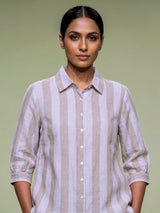 Off white beige linen women shirt