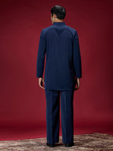 Navy blue tailored mens kurta suit