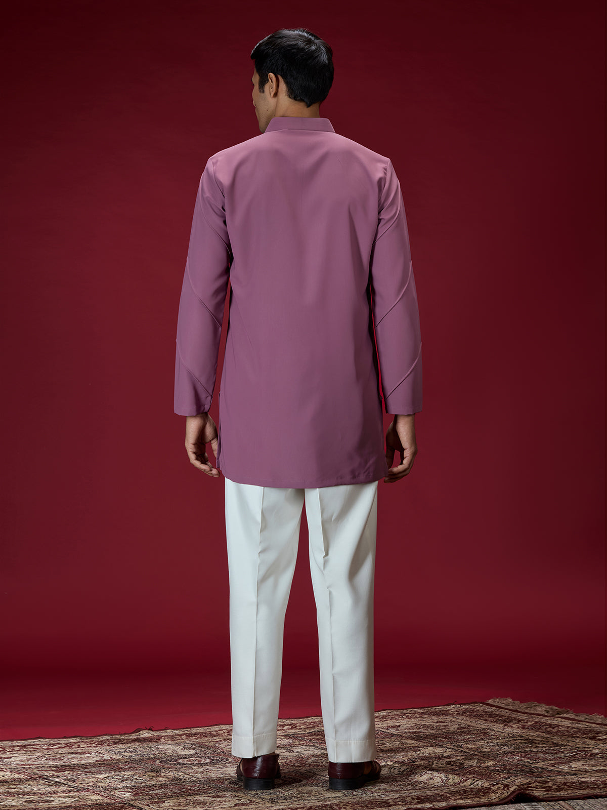 Dusty pink contemporary mens kurta suit