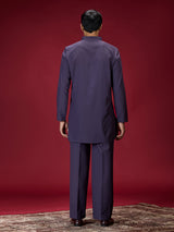 Purple modern embroidered mens kurta suit