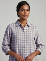 Off white linen women gingham shirt
