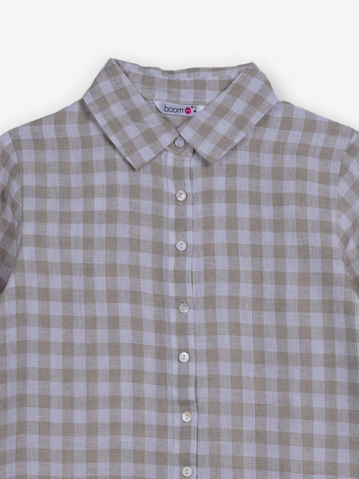 Off white linen women gingham shirt
