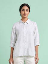 White linen women textured shirt