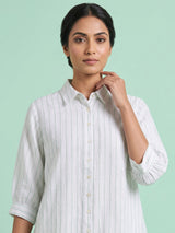 White linen women textured shirt