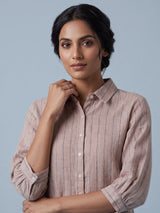 Light peach linen women crinkle shirt