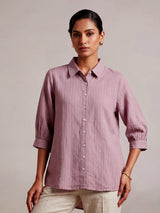 Onion pink linen women crinkle shirt