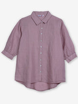 Onion pink linen women crinkle shirt