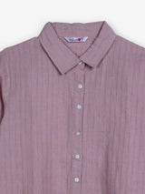 Onion pink linen women crinkle shirt