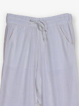 White cotton linen womens ankle pant