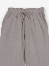 Beige cotton linen womens ankle pant