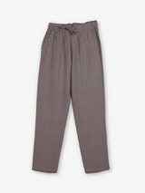 Khakhi brown cotton linen womens ankle pant
