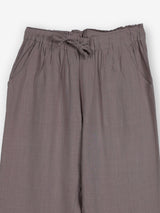 Khakhi brown cotton linen womens ankle pant