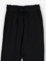 Black cotton linen womens ankle pant