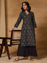 Black women kurti Persian paisley straight elegance