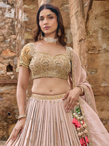 Light pink georgette lehenga choli with embellished dupatta