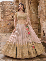 Light pink georgette lehenga choli with embellished dupatta