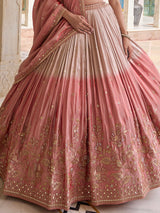 Onion pink silk lehenga choli with embellished dupatta