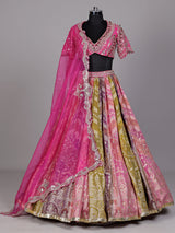 Multi color brocade women lehenga choli with dupatta