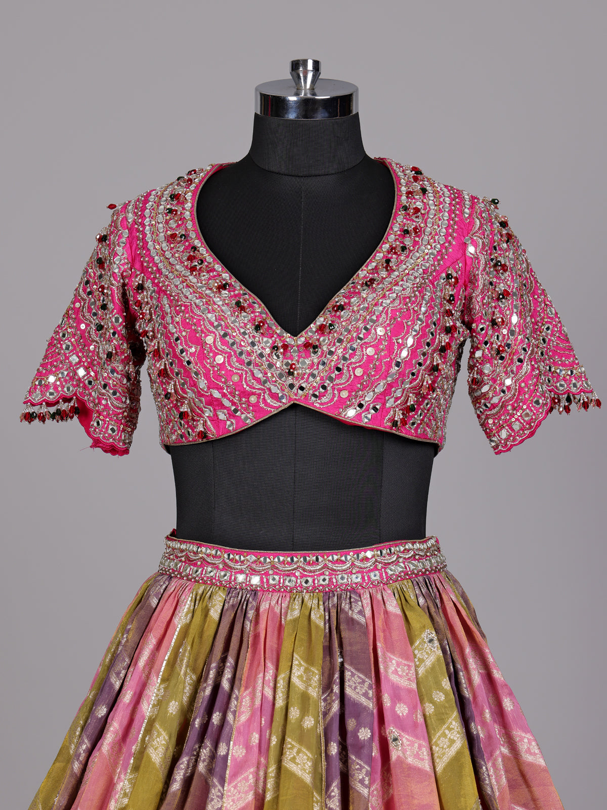Multi color brocade women lehenga choli with dupatta