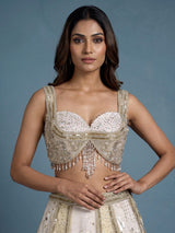 Off white regal jacquard women lehenga choli with dupatta