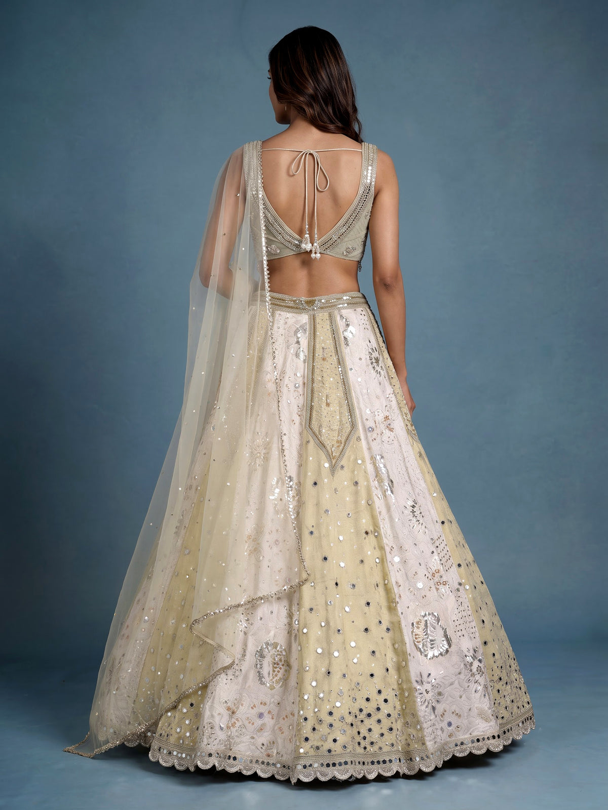 Off white regal jacquard women lehenga choli with dupatta