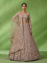 Beige elegant jharokha women lehenga choli with dupatta