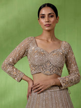 Beige elegant jharokha women lehenga choli with dupatta