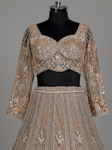 Beige elegant jharokha women lehenga choli with dupatta