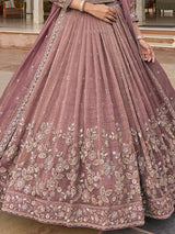 Onion pink chiffon silk lehenga choli with dupatta
