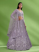 Lavender ornate jaal women lehenga choli with dupatta