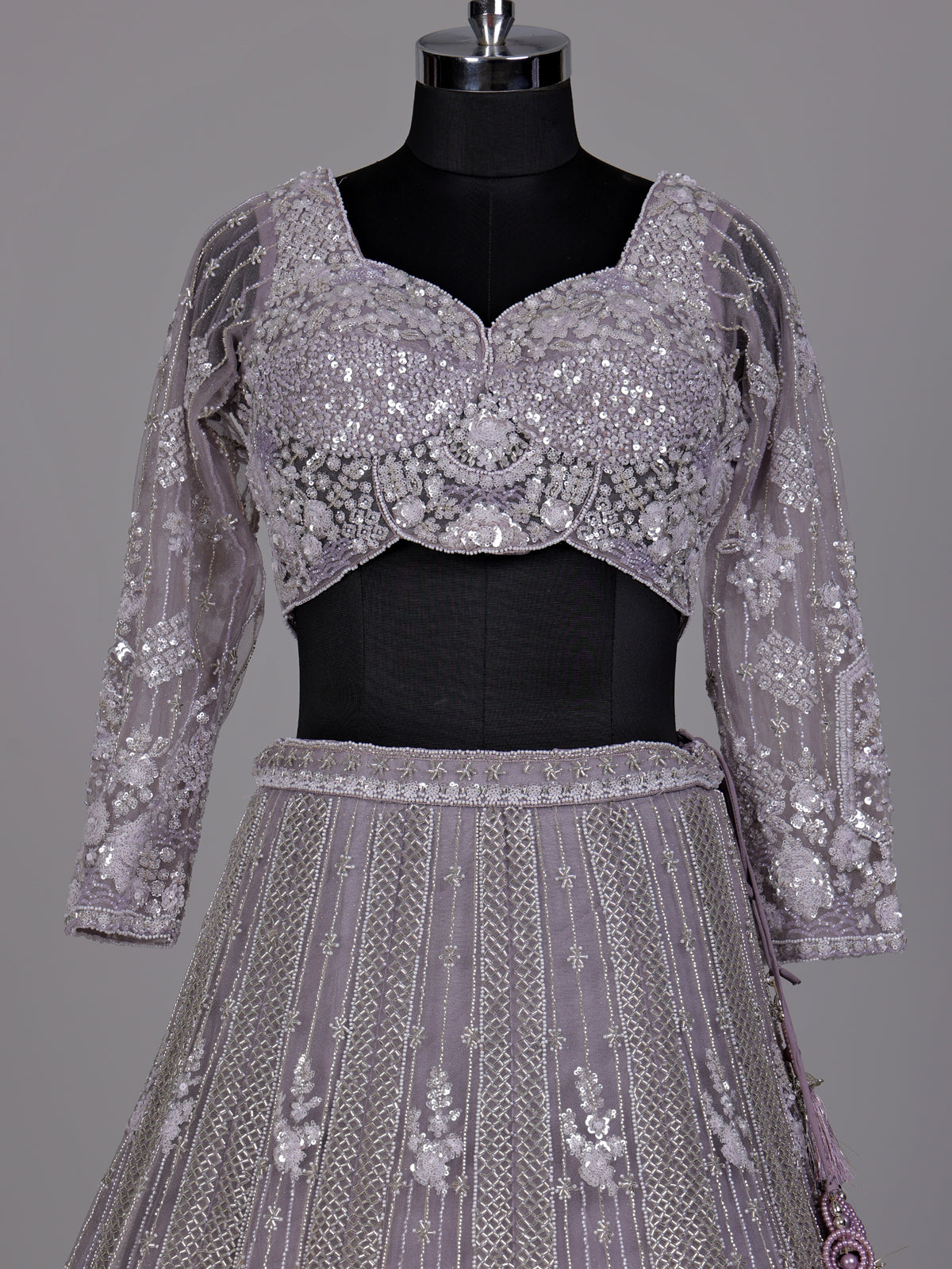 Lavender ornate jaal women lehenga choli with dupatta